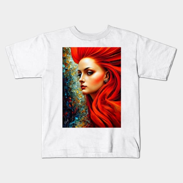 Red head beauty Kids T-Shirt by redwitchart